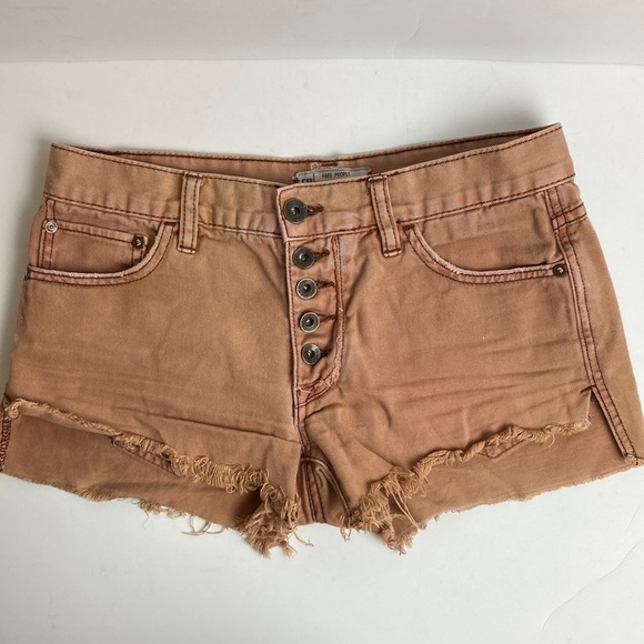 Free People Runaway Slouch Jean Cutoff Shorts 25 Rust Taupe Cowboy Western Boho - Picture 3 of 12